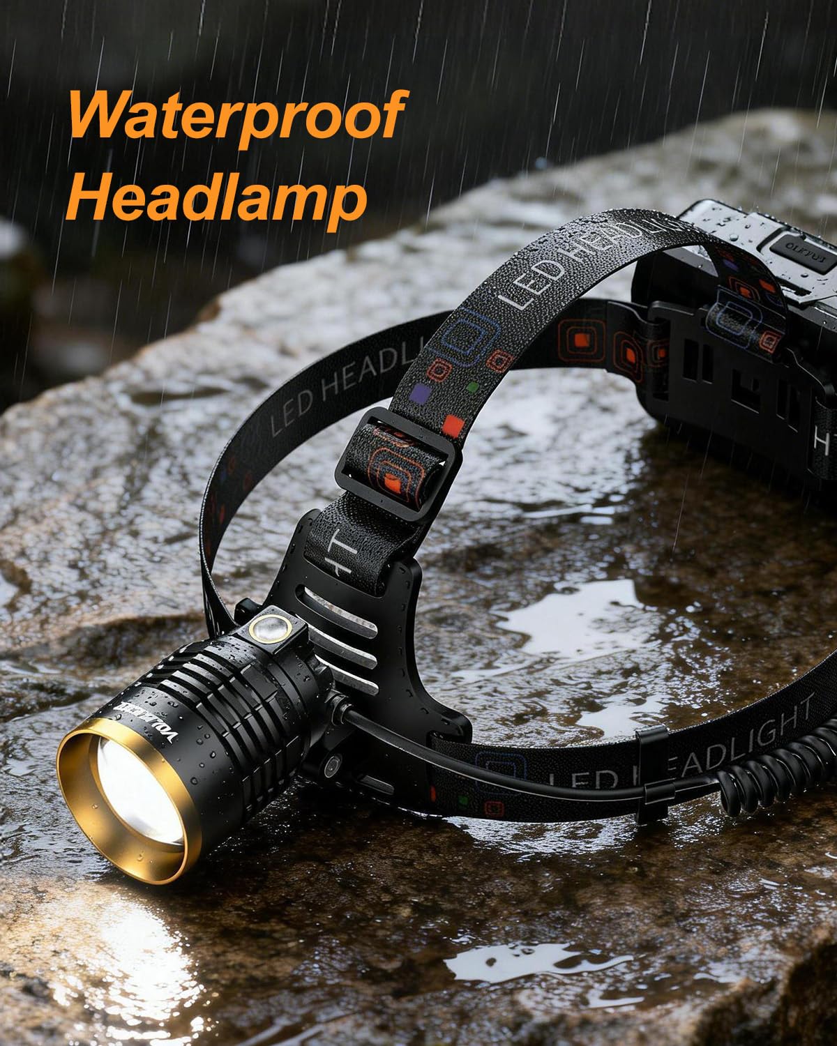 3000 Lumen Wiederaufladbare Stirnlampe, 13 Modi Bewegungsmelder Stirnlampe mit Zoombarer LED, 90° Einstellbar Wasserdicht Kopflampe für Erwachsene, Camping, Wandern, Angeln, Laufen