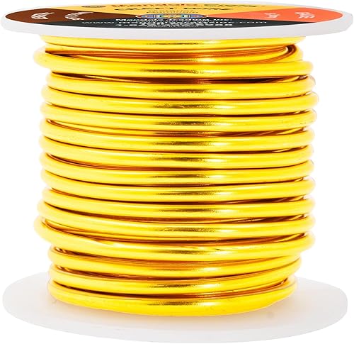 Vista 359 de Mandala Crafts - Alambre de aluminio anodizado de calibre 14 para hacer joyas - 18.29 m de alambre flexible de color oro claro - Flexible