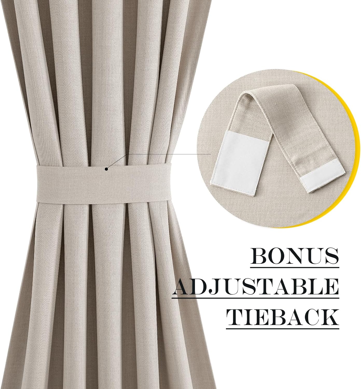 NICETOWN Door Curtains 72 inche Long - Faux Linen French Door Shades for Glass, Thermal Insulated Window Covering for, Sidelight Curtains for Kitchen, 30 inch Wide, Angora, 1 PC