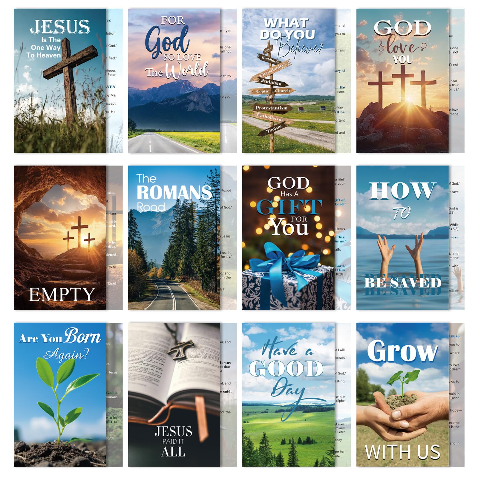 cosmisun Christian Gospel Tract Card - 240 Pcs Bible Verse Salvation Cards Pocket Holy Postcards Inspirational Jesus Scripture Tracts Religious Prayer Bookmark for Women Men Church Bible Study Gifts