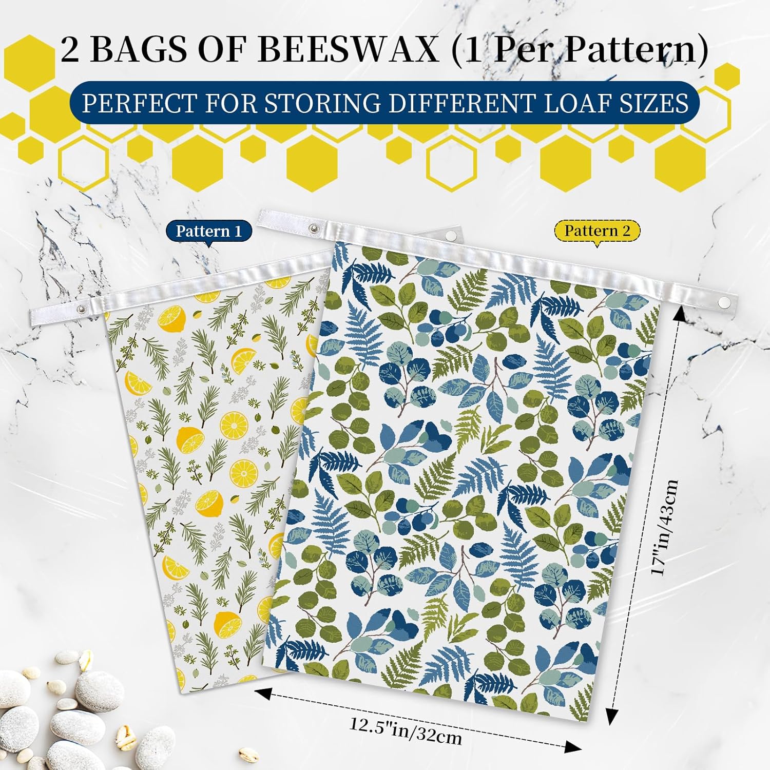 4 Pack Reusable Beeswax Bread Bags for Sourdough