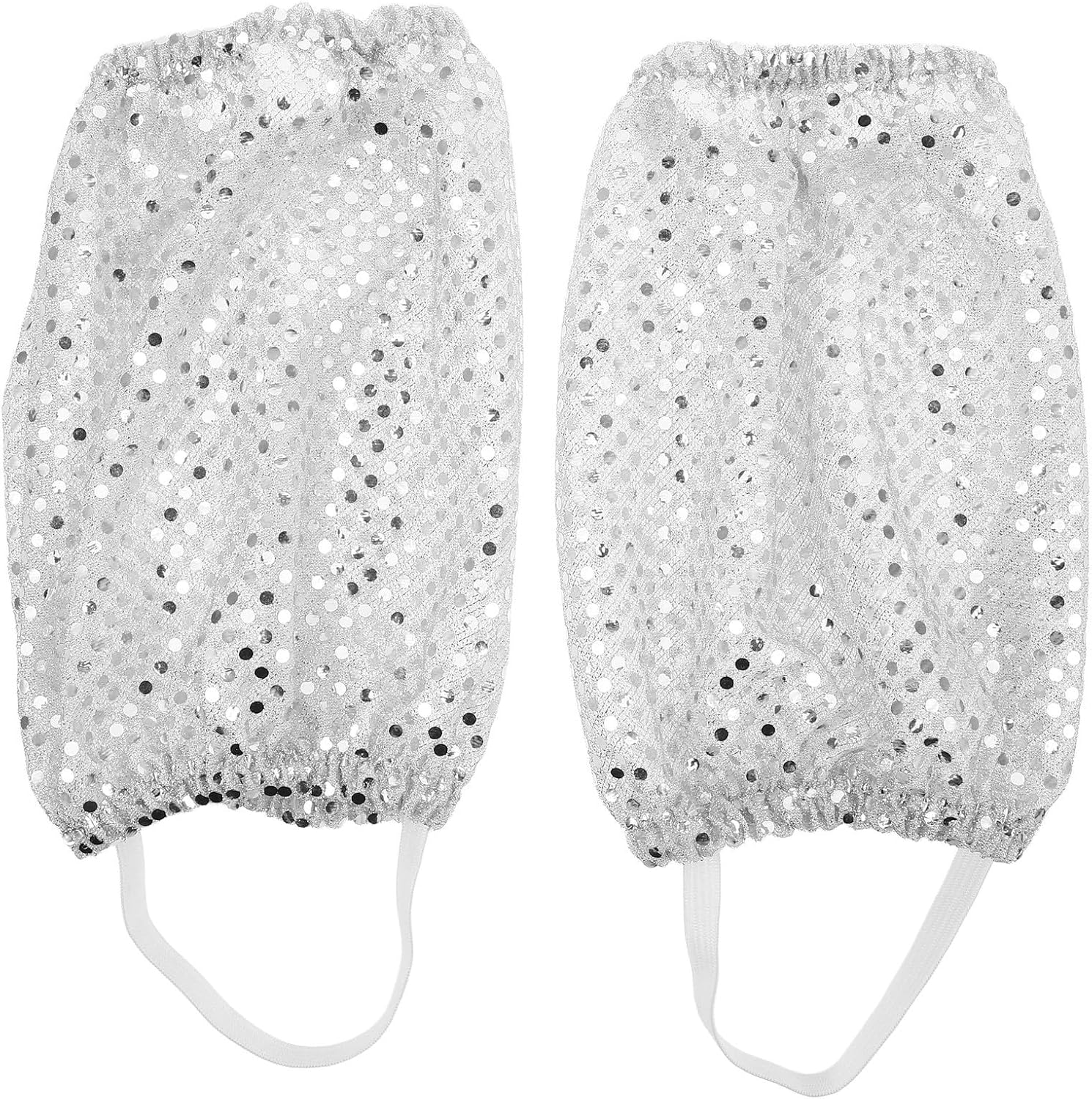SHOWERORO Sparkly Sequin Leg Warmers for Women, White Costume Accessories for Dance, Rave, Disco, and Stage Performance