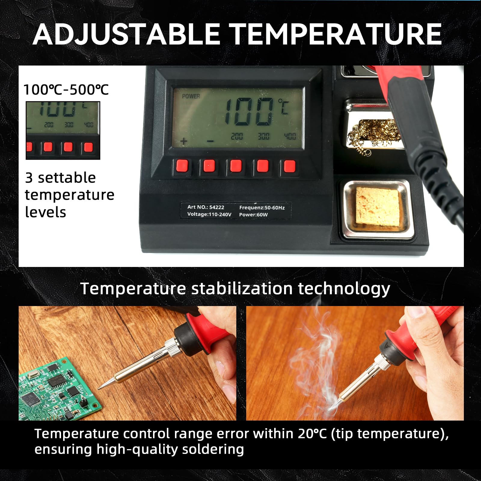 CCLIFE Juego de soldador con batería, kit de soldadura de hierro, pantalla