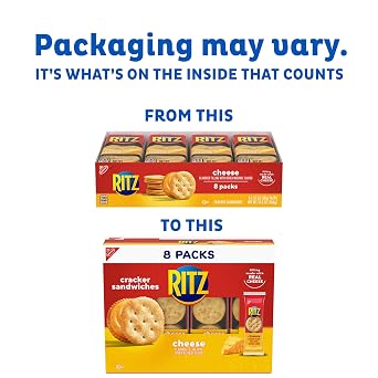 RITZ Cheese Sandwich Crackers, Lunch Snacks, 48 Snack Packs