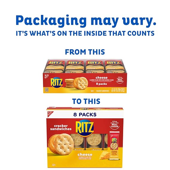 RITZ Cheese Sandwich Crackers, Lunch Snacks, 48 Snack Packs
