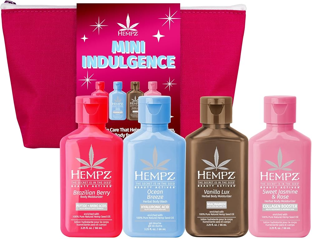 Hempz Mini Indulgence Kit, 4 Pack Travel Size Body Moisturizer