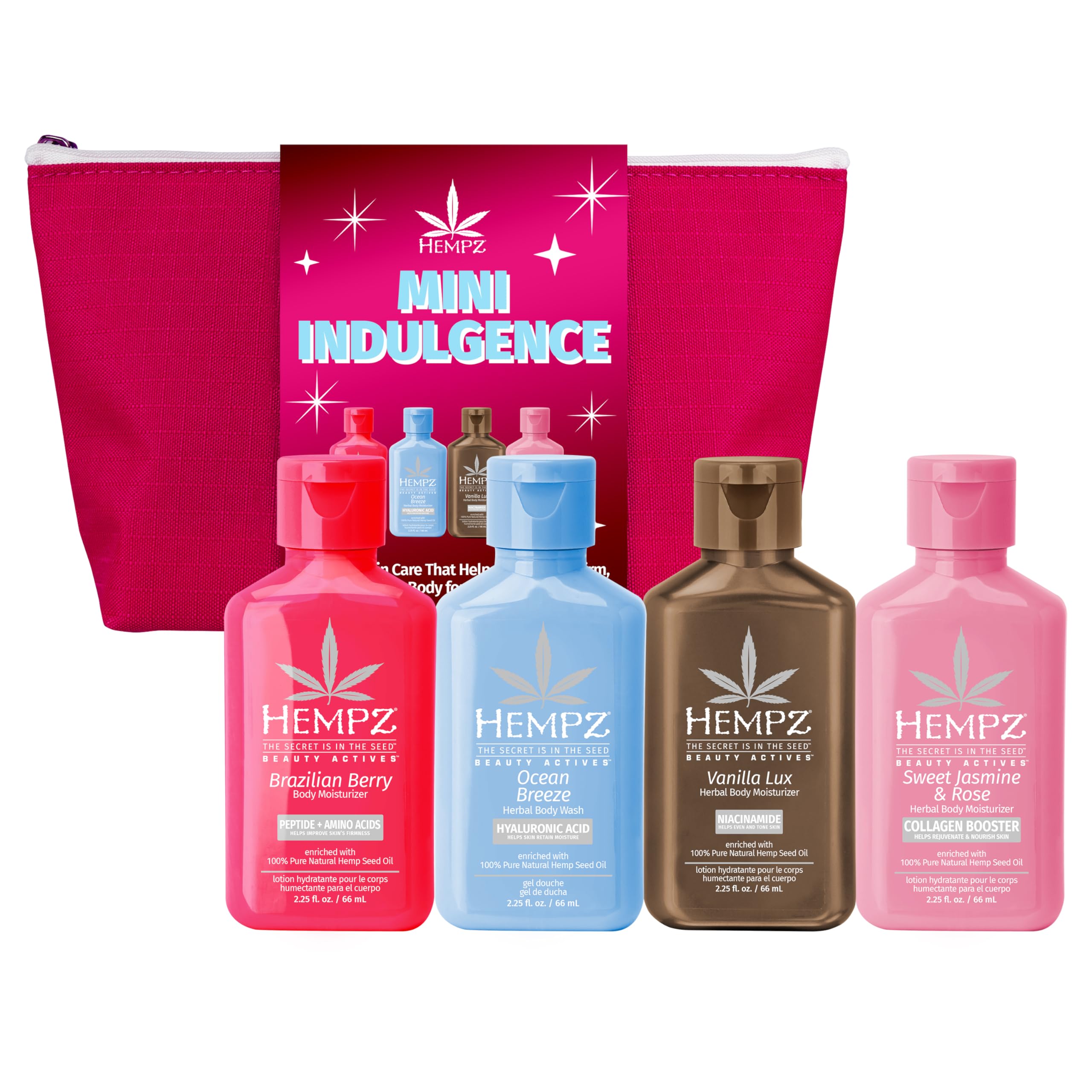 Hempz Mini Indulgence Body Moisturizer Kit, 4 Pack, 2.25 fl oz