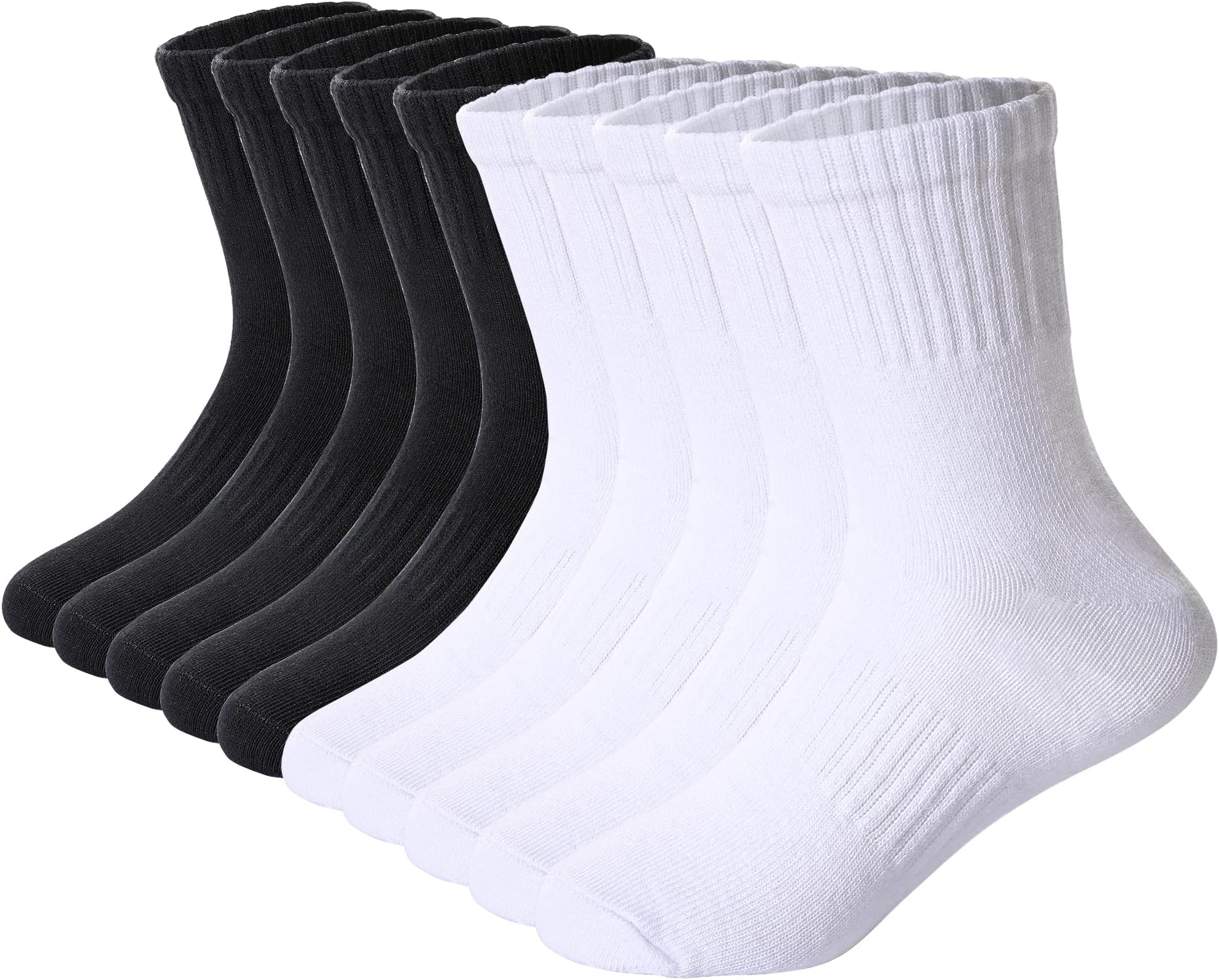 DoSmart Kids Athletic Crew Socks Boys Girls Classics Cotton School Uniform Childs Sports Breathable Casual Socks 10 Pairs