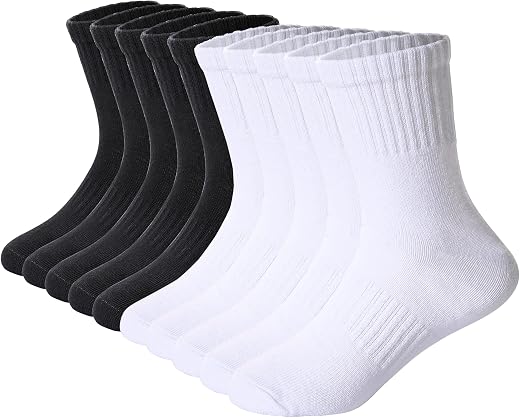 DoSmart Kids Athletic Crew Socks Boys Girls Classics Cotton School Uniform Childs Sports Breathable Casual Socks 10 Pairs