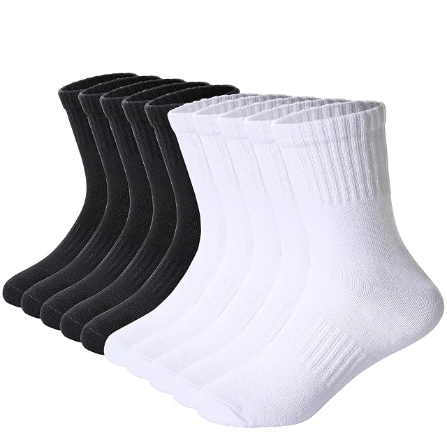 DoSmart Kids Athletic Crew Socks Boys Girls Classics Cotton School Uniform Childs Sports Breathable Casual Socks 10 Pairs