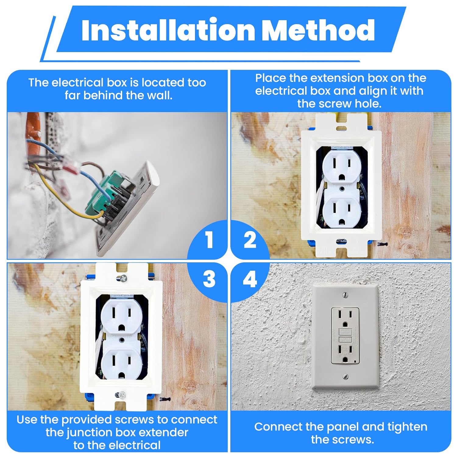 25 Pcs BE1-2 Electrical Outlet Box Extenders with Screws, 1-Gang Electrical Outlet Box Extender, Single Gang Box Extender Electric Box Extender 1 Gang Power Outlet Accessories (White)