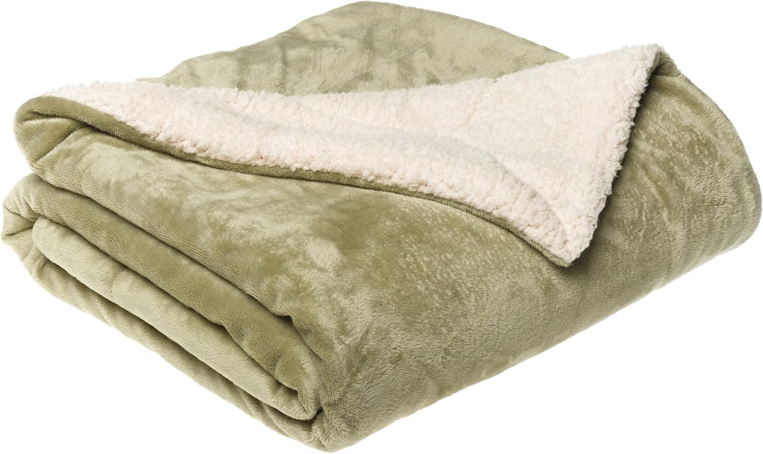 LCM Home Fashions Micromink/Sherpa Throw, Sage, 50-Inch by 60-Inch