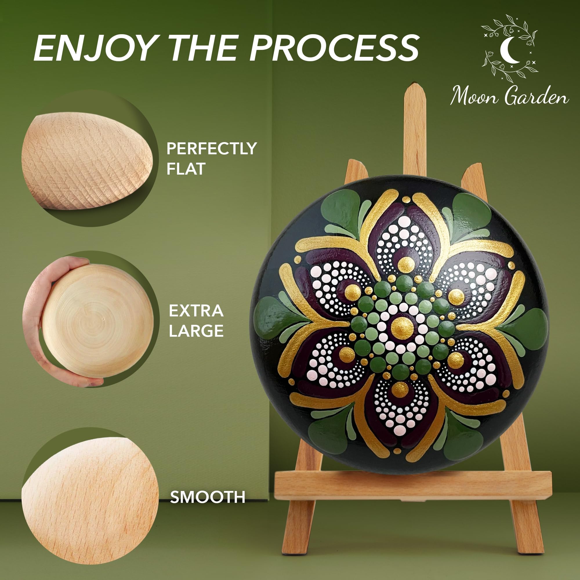 10PCS Extra Large Rocks for Painting, 4.5 Inch, Flat Smooth Wooden Rocks for Rock Painting, Premium Rock Painting Kit Stones, Perfect Flat Painting Rocks for Arts and Crafts