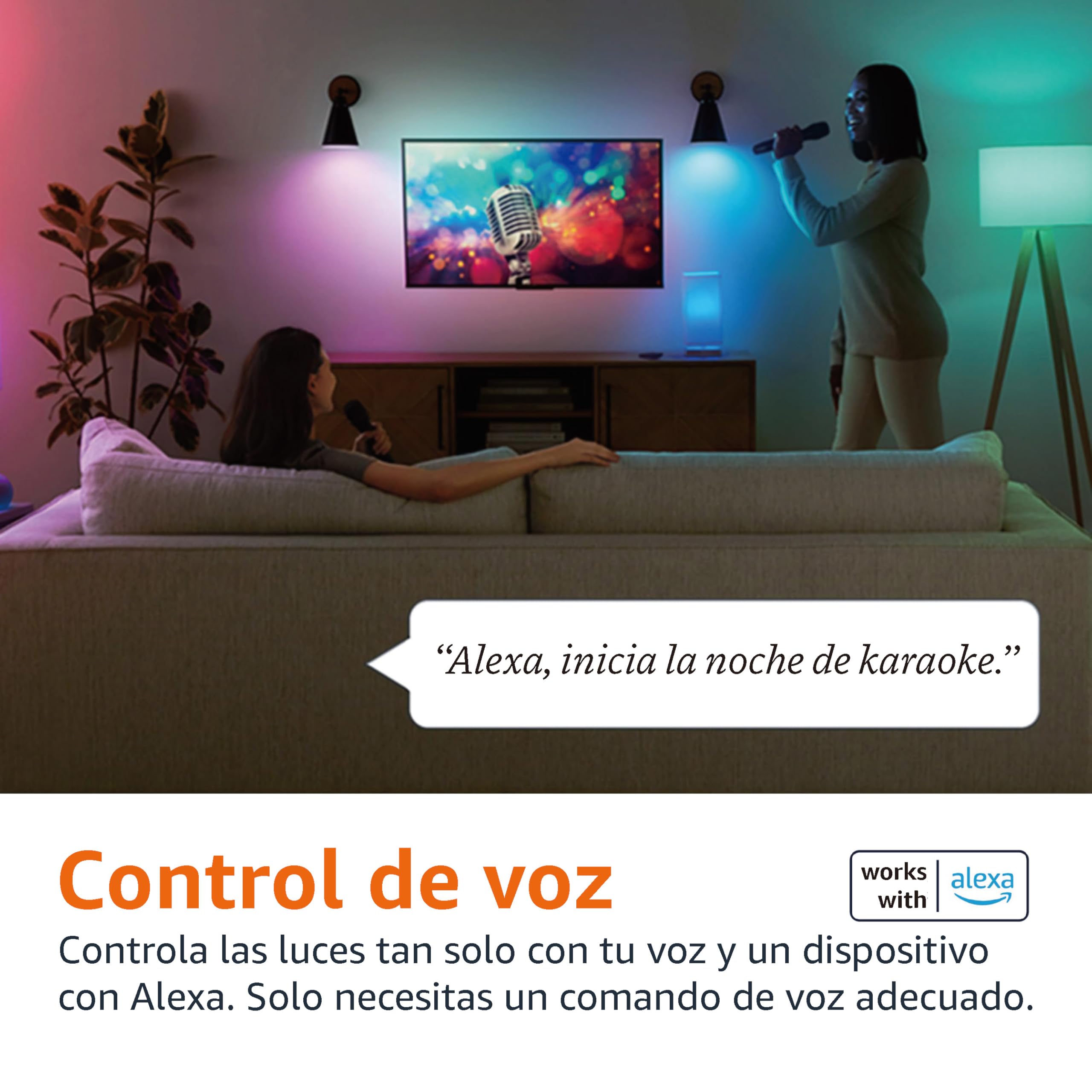 Amazon Basics Smart Bombilla led multicolor, casquillo E27, 8W (equivalente a 60W), funciona solo con Alexa, 1 paquete