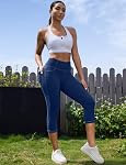 VOOVEEYA Capri Leggings for Women, High Waisted Yoga Capris Pants with Back Pockets Crop Workout Pants