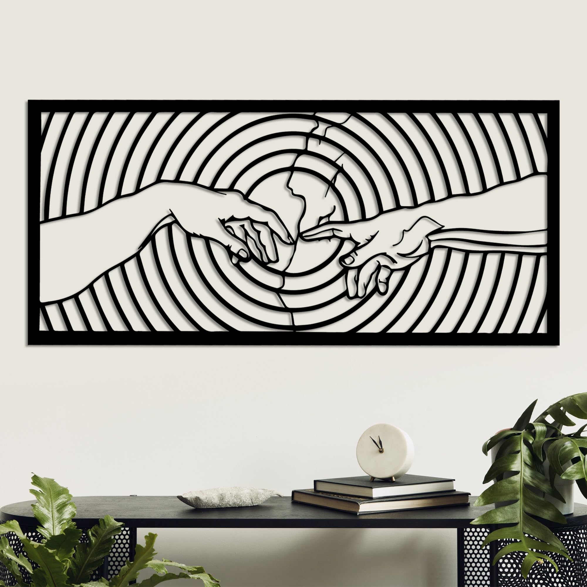 Stylish Black Decorative Metal Wall Accessory, 85 x 39 cm, 100% Metal, 1.5 mm Thickness, Perfect for Modern Home Decor & Office Spaces