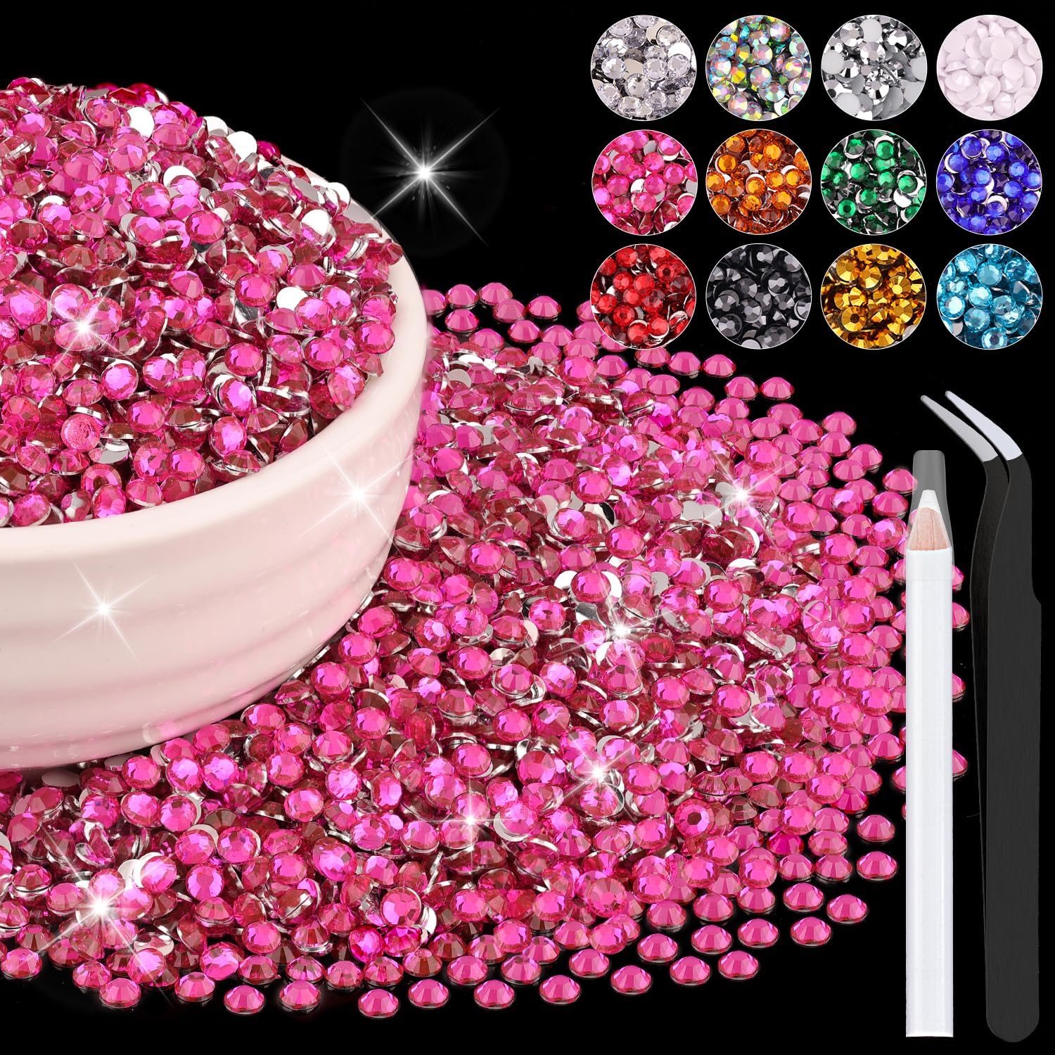 Amazon.com: 8000PCS 3mm Resin Rhinestones Bulk for Crafting (Hot Pink ...