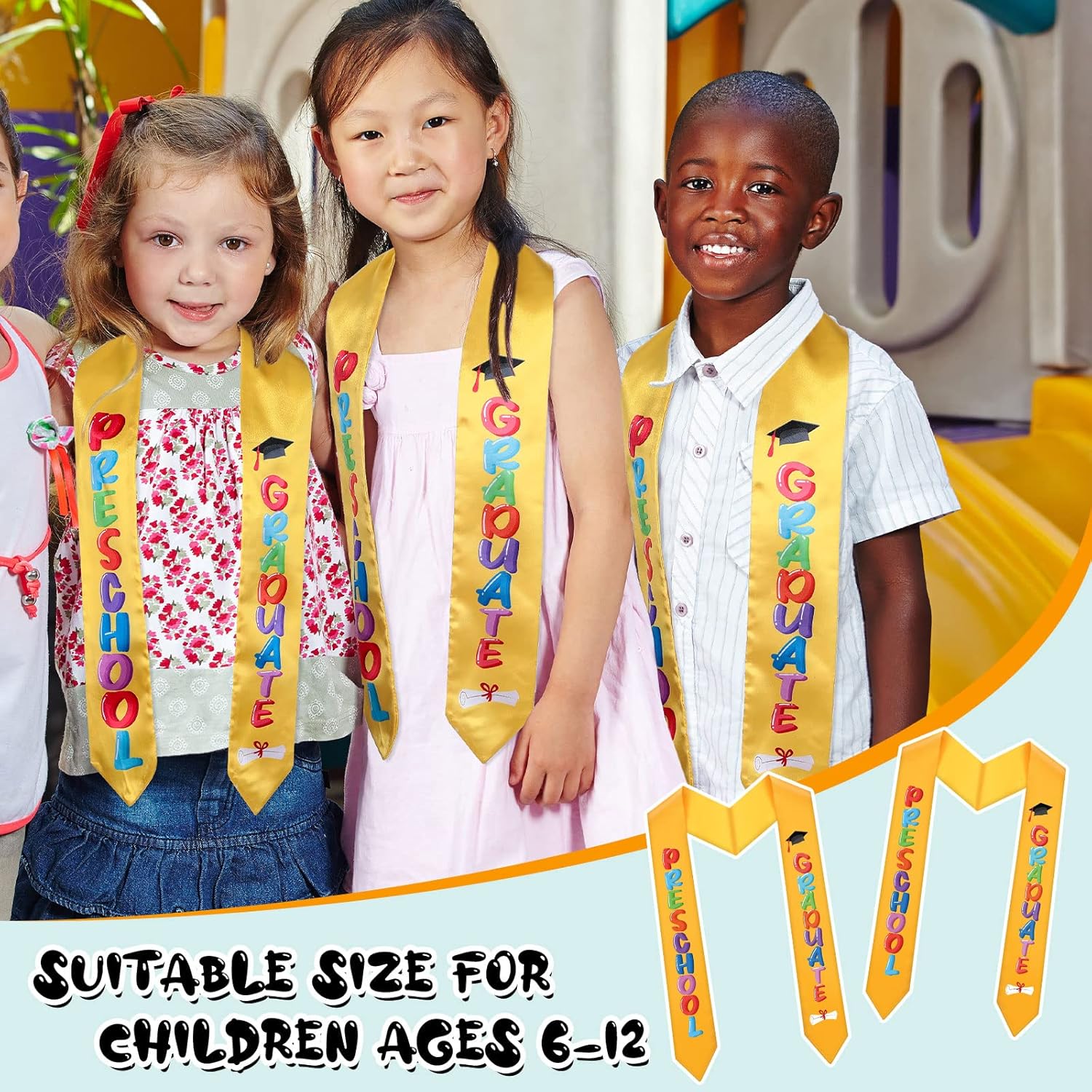 15 Pieces Kids Graduation Stole Preschool Printed Graduation Stole Unisex Sash for Kids Toddler Graduation Supplies
