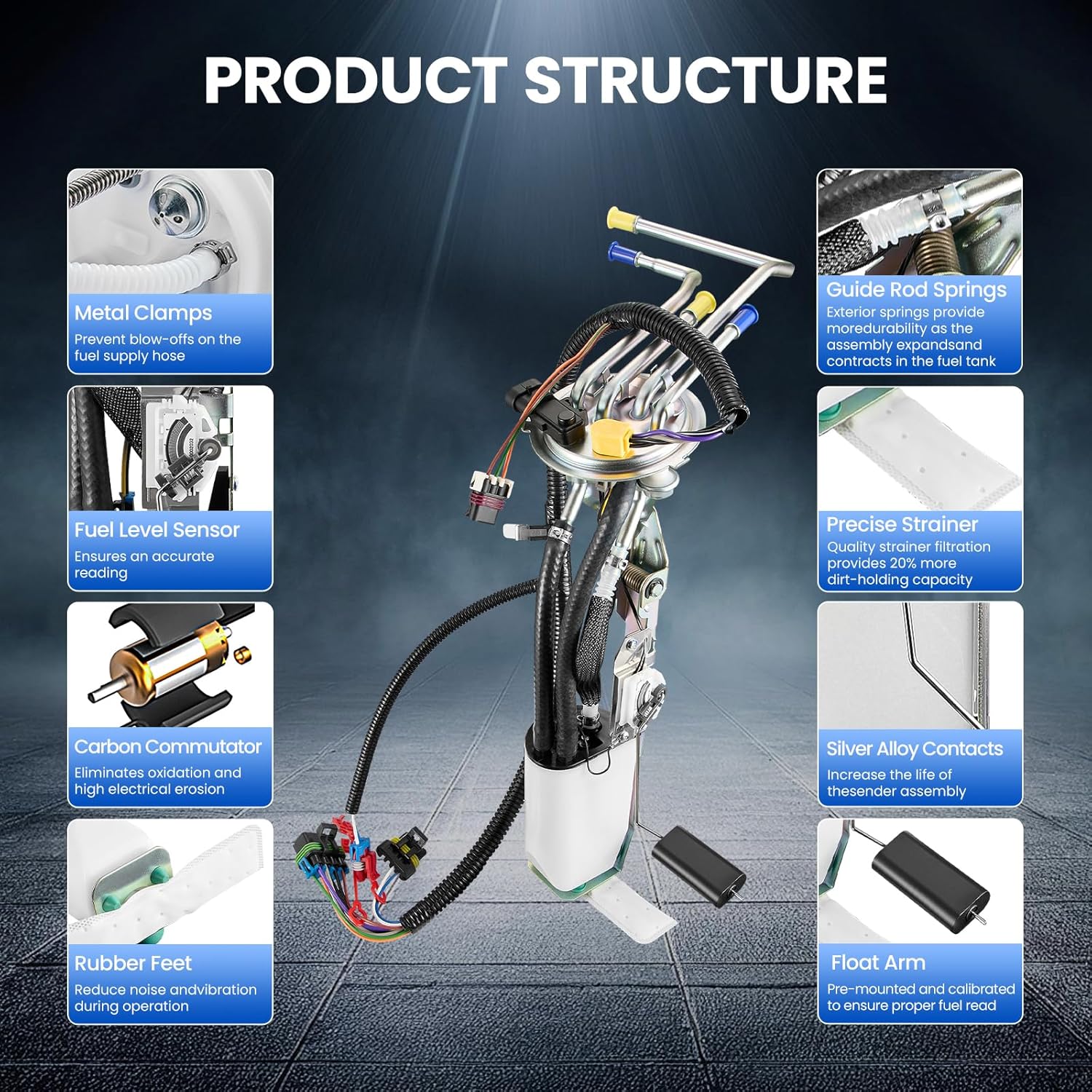 HP10037 Fuel Pump Module Assembly Compatible with Chevrolet Camaro 1998 3.8L V6, Compatible with Pontiac Firebird 1998 3.8L V6, GAS, Replaces P74762M, E3949S