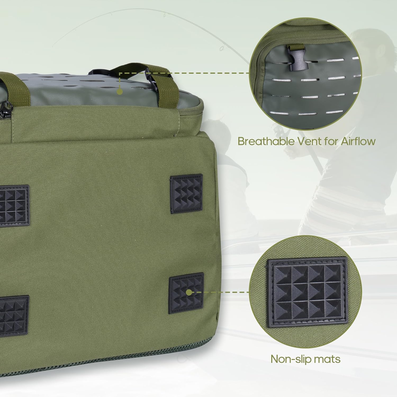 Fishing Backpack, Fishing Tackle Backpack with Cooler, Large 18"x14"x11" Storage, Adjustable Compartments, Ergonomic Design for Fishing, Hiking, and Outdoor Adventures(Dark green)