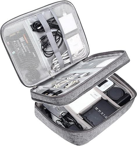 Styleys Polyester Double Layer Electronics Accessories Organizer Bag Gadget Organizer Case,Portable Zippered Pouch For All Gadgets,Hdd,Power Bank,Usb Cables,Power Adapters,Etc (Grey_S11029)
