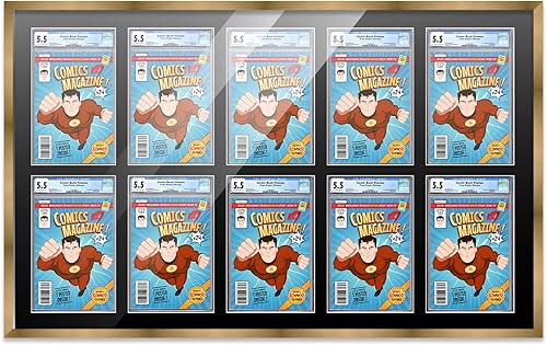 Miniatura 298 de Poster Palooza Marco de cómic con paspartú para 2 cómics CGC, CBCS o PGX Graded Comics – Marco de cómic negro para cómics de 8.125 x 13 pulgadas