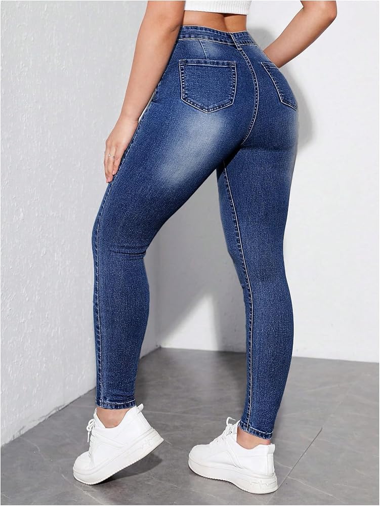 HIGH WAIST SKINNY DENIM PANTS