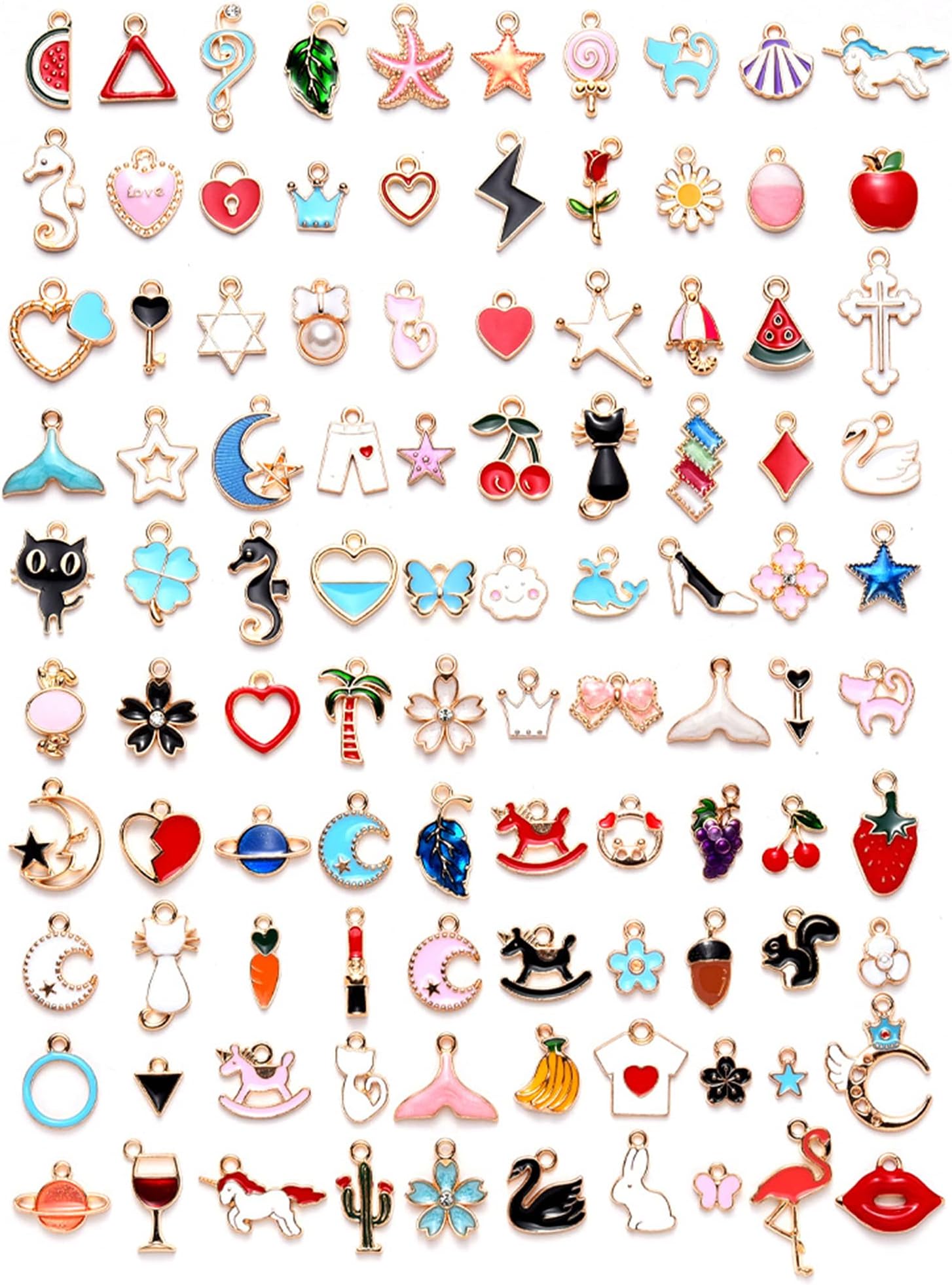 XUBXEmaille Charme Anhänger, Mixed Charms, Sortierte Basteln Anhänger Set, handgemachte Schmuck Herstellen Ohrringe Armbänder Halsketten Schlüsselzubehör DIY Anhänger