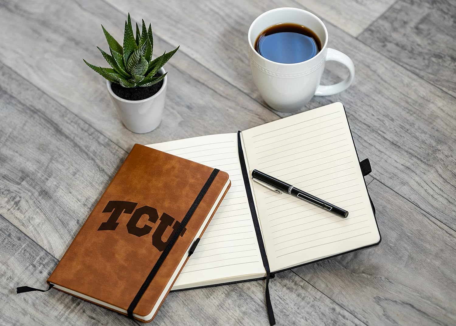 Rico Industries NCAA TCU Horned Frogs Brown Laser Engraved Small Journal/Notepad 8.25" x 5.25"- Office Accessory