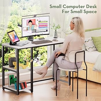 Amazon.com: SINPAID 40 Inch Small Computer Desk with Shelves for