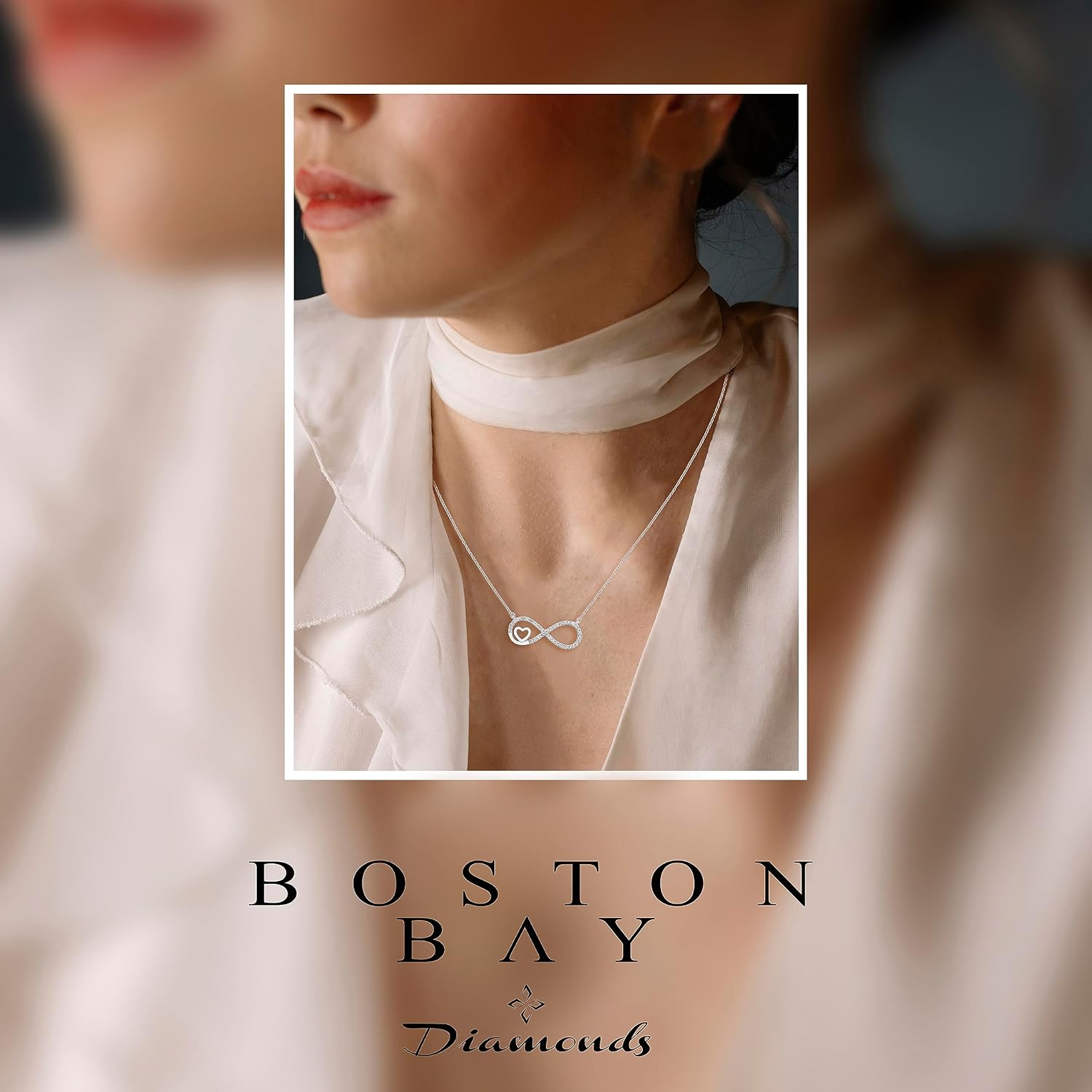 Boston Bay Diamonds Diamond Symbols of Love Heart Pendant Necklaces for Women in .925 Sterling Silver