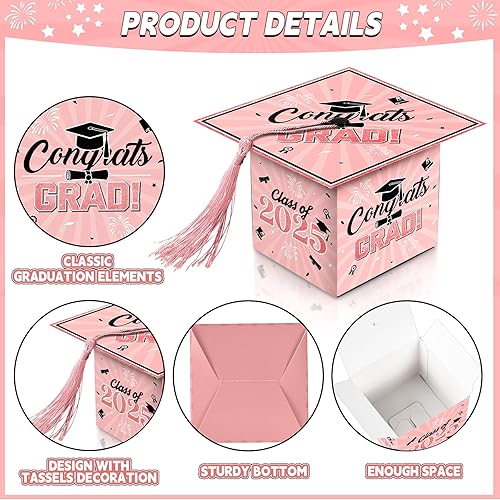 Miniatura 17 de Erweicet 36 cajas de dulces de graduación azul y negro para la clase de 2024, felicitaciones de chocolate dulce con borlas para fiesta de graduación