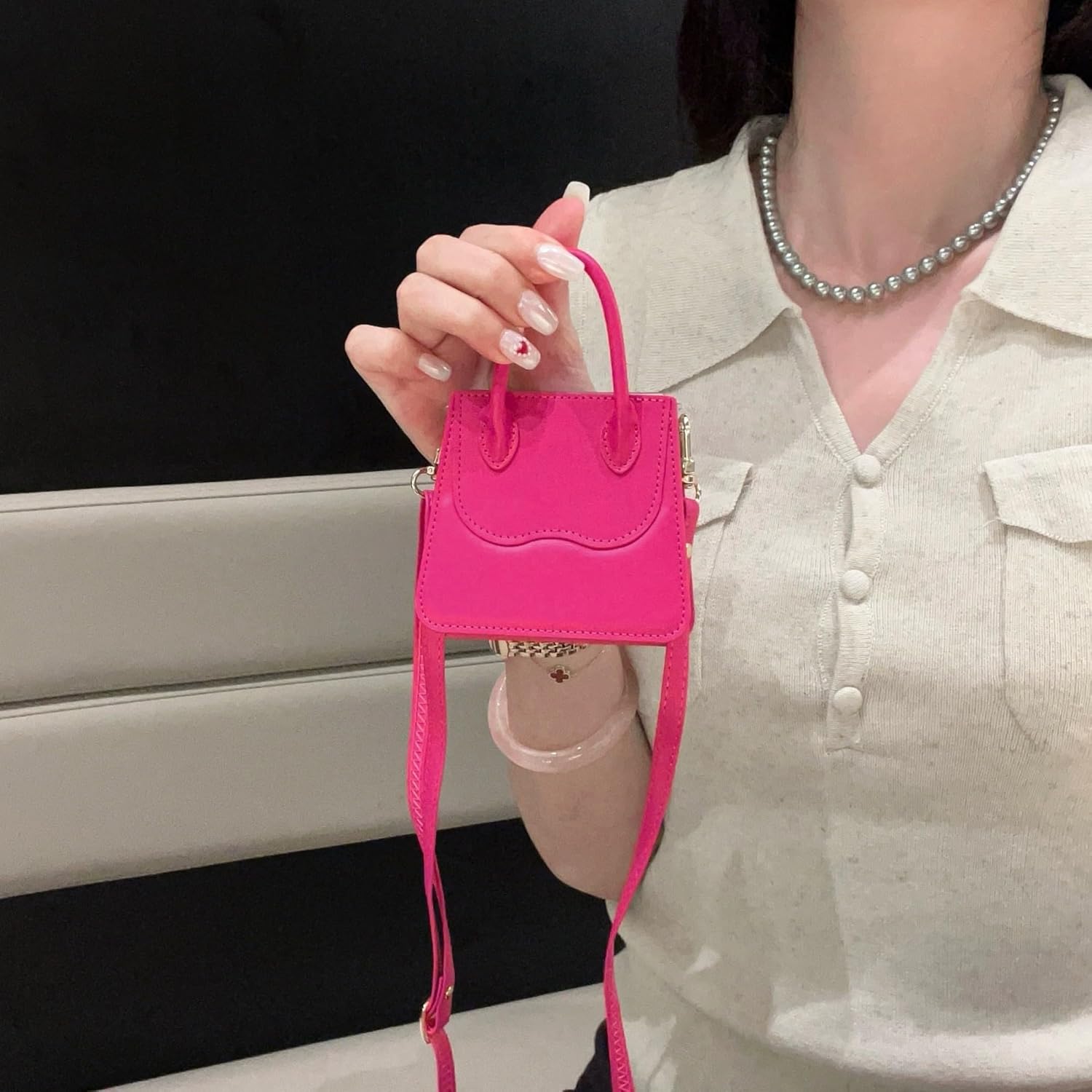 NiceKing Luxury Leather Phone Case for Samsung Galaxy Z Flip 7 Cute Handbag with Lanyard Protective Cover Compatible with Galaxy Z Flip7 Rose Red