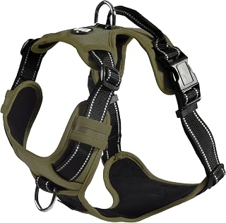 Bobby Rando Walk Dog Harness Small Large Large Nylon, Safe, Comfortable, Reflecting, Adjustable, Khaki, L/46-70x2.5cm