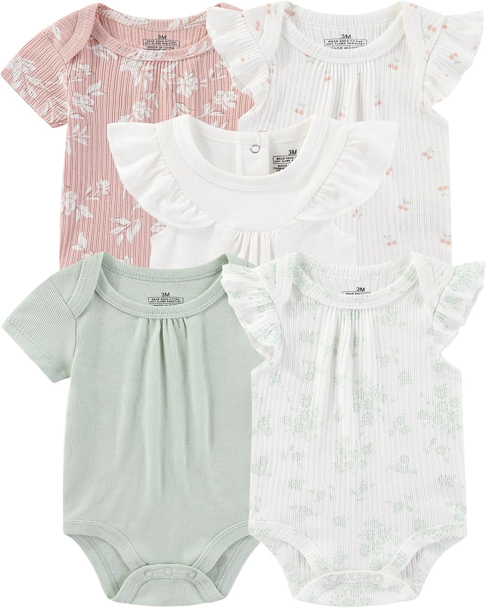 Body para bebé, mezcla acanalada, ropa de verano para recién nacido, niño y niña, paquete de 5