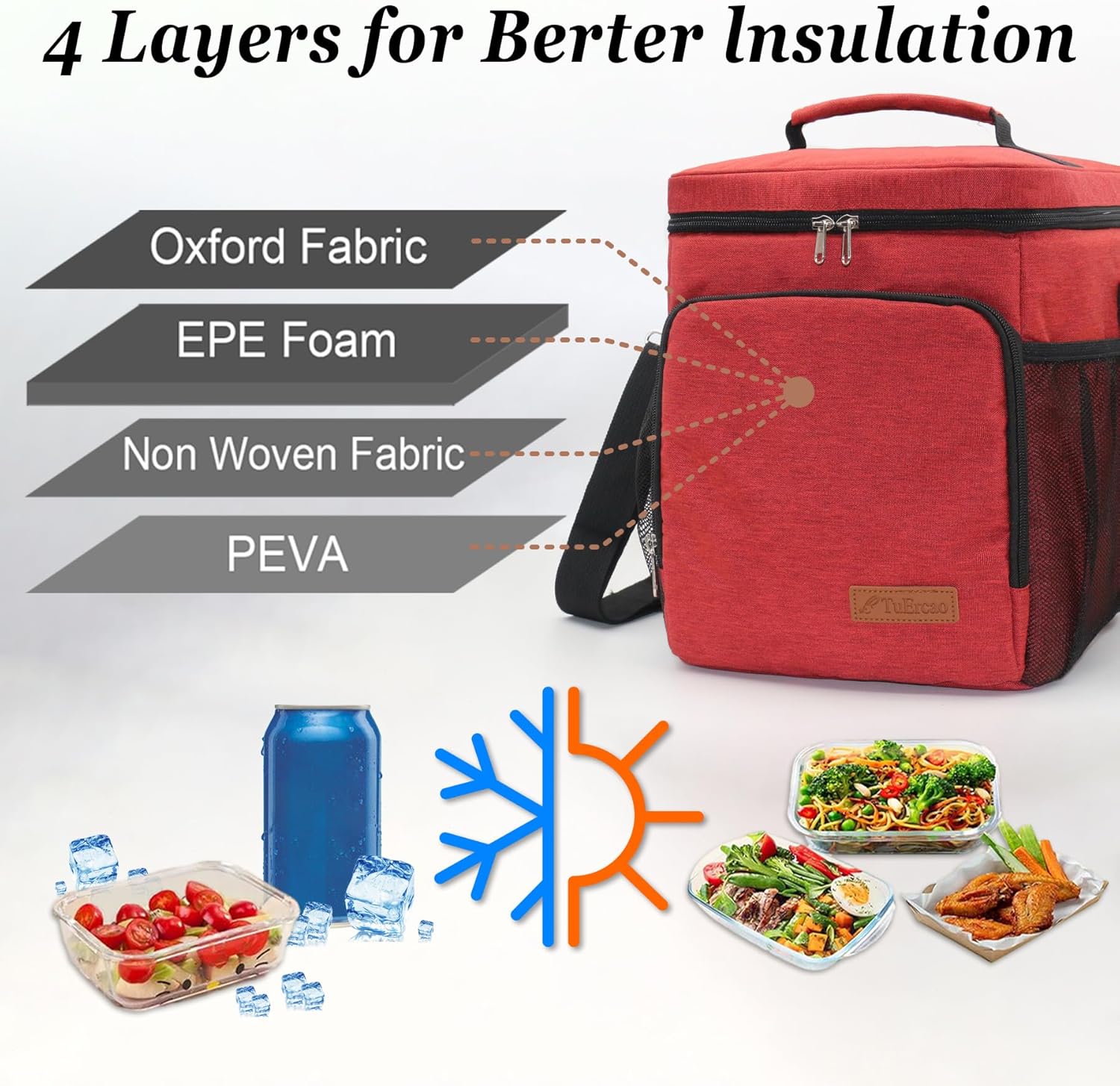 TuErcao Insulated Cooler Bag 6/24 Can Collapsible Leakproof Soft Sided Cooler for Car, Portable Foldable Small Ice Chest for Beach Camping Picnic Travel, 5/15qt Lunch Box for Men Work