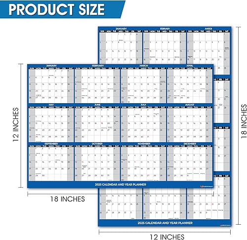 Miniatura 2 de Calendario de pared 2024 de 18 x 12 pulgadas, planificador de pared anual de 12 meses, reversible, horizontalvertical (azul marino)