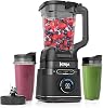 خلاط Ninja Detect Power Blender Pro بتقنية BlendSense للعصائر والأطعمة، صغير الحجم، جزء شخصي، 1800 واط من الطاقة، إبريق سعة 2.1 لتر، (2) كوب سعة 0.71 لتر، أسود، TB301