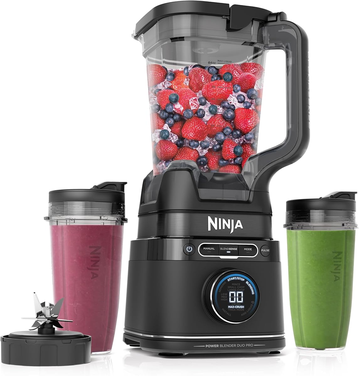 Ninja Detect Power Blender Pro + Personal Single-Serve, BlendSense Technology, For-Smoothies, Food and More, Compact Kitchen Countertop, 1800 P-Watts, 72 oz. Pitcher, (2) 24 oz. Cups, Black, TB301