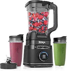 Ninja Detect Power Blender Pro Liquidificadora com tecnologia BlendSense para batidos, alimentos, compacta, porção pessoal, 1,800 watts de potência, jarro de 2,1 l (2) copos de 0,71 l, preto, TB301