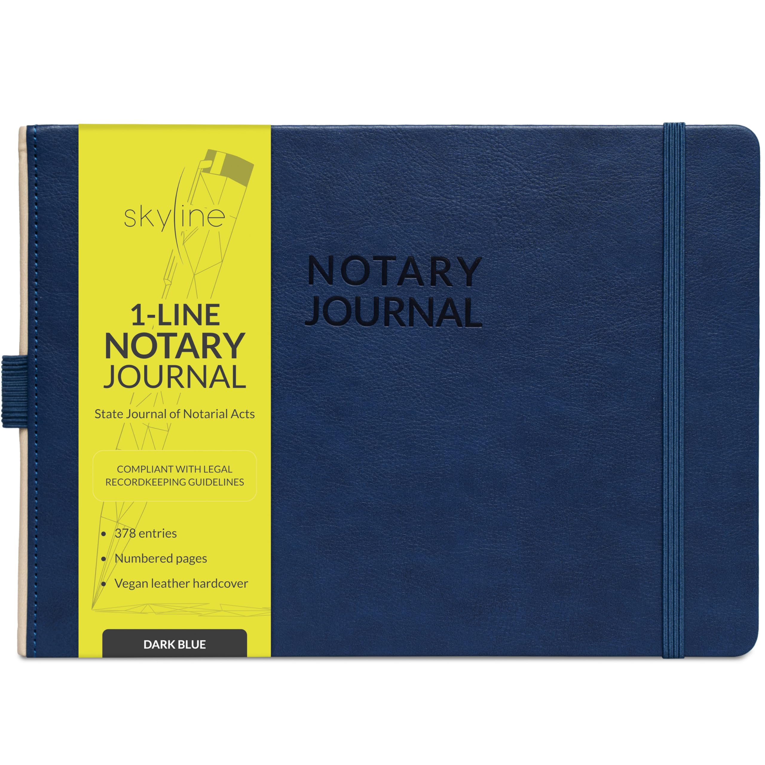 Skyline 1-Line Notary Journal Log Book – Official Public Record Book for Notarial Acts & Records – Notary Supplies, 10x7″ (Dark Blue)