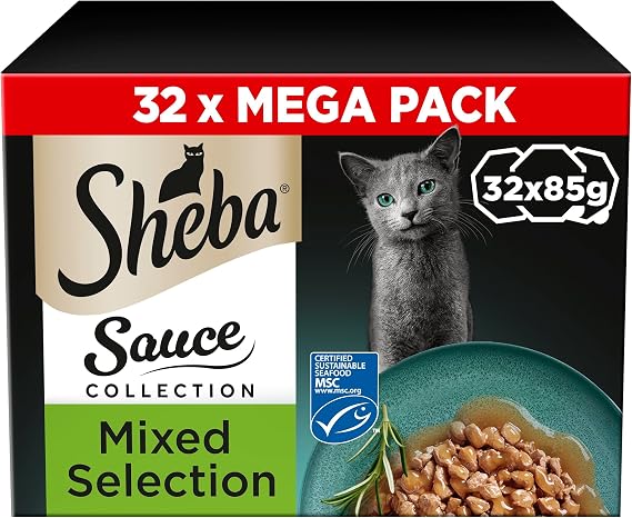SHEBA Sauce Lover Cat Food Trays Mixed Collection 32 x 85 g