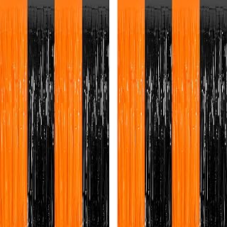 2 Pack Orange Black Halloween Foil Curtain Streamer Decorations