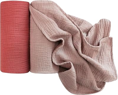 2Pack Muslin Swaddle Blankets 41" x 37" – Ultra-Soft 100% Cotton Breathable Receiving Blankets for Newborns, Boys & Girls, Multipurpose Wrap, Nursing Cover, Play Mat (Retro)