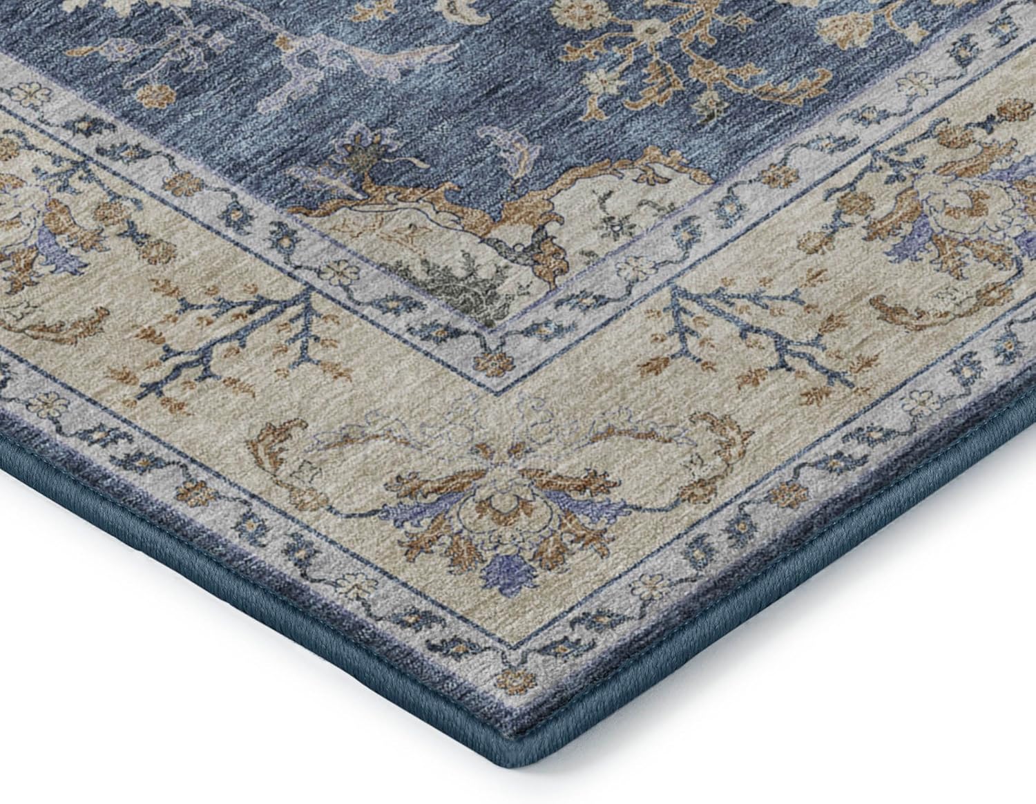 Dalyn Rugs Hatay HY9 Blue 3' x 5' Soft Luxury Microfiber Washable Indoor Area Rug, Easy Clean, Non Shedding, Living Room Rug