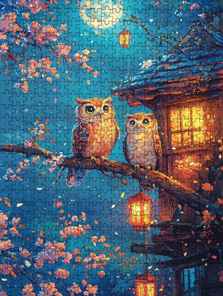 Puzzle 3000 Pezzi Vista Notturna Gufo 3D Puzzle per Adulti Impegnativo, Educa Puzzles Artistico, Divertente E Stimolante Puzzles Decorativo per La Famiglia, Regalo e Decorazione Pareti BXHZW6-1009