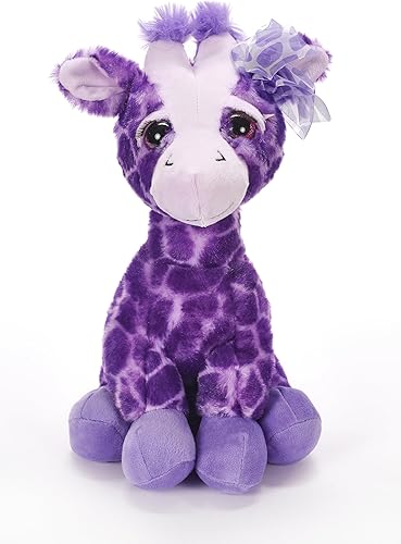 Miniatura 2 de The Petting Zoo Peluche de jirafa morada, animales del zoológico de Lash'z, juguete de peluche de jirafa de 12 pulgadas