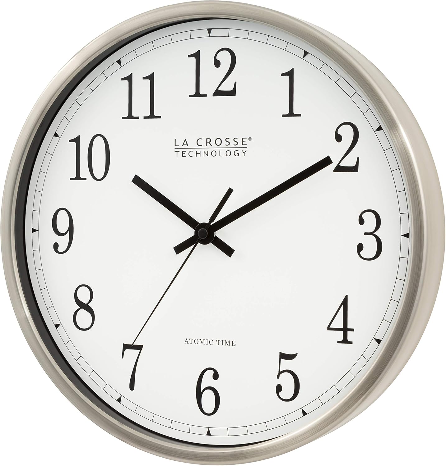 La Crosse Technology WT-3126B-INT 12-Inch Atomic Analog Wall Clock, Aluminum, 12 inch, Black