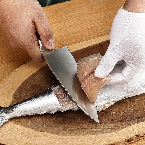Miniatura 8 de KEEMAKE Deba - Cuchillo de chef de 6.5 pulgadas, de acero inoxidable de alto carbono, bisel único, 1.4116, estilo japonés, para pescado y carne, con