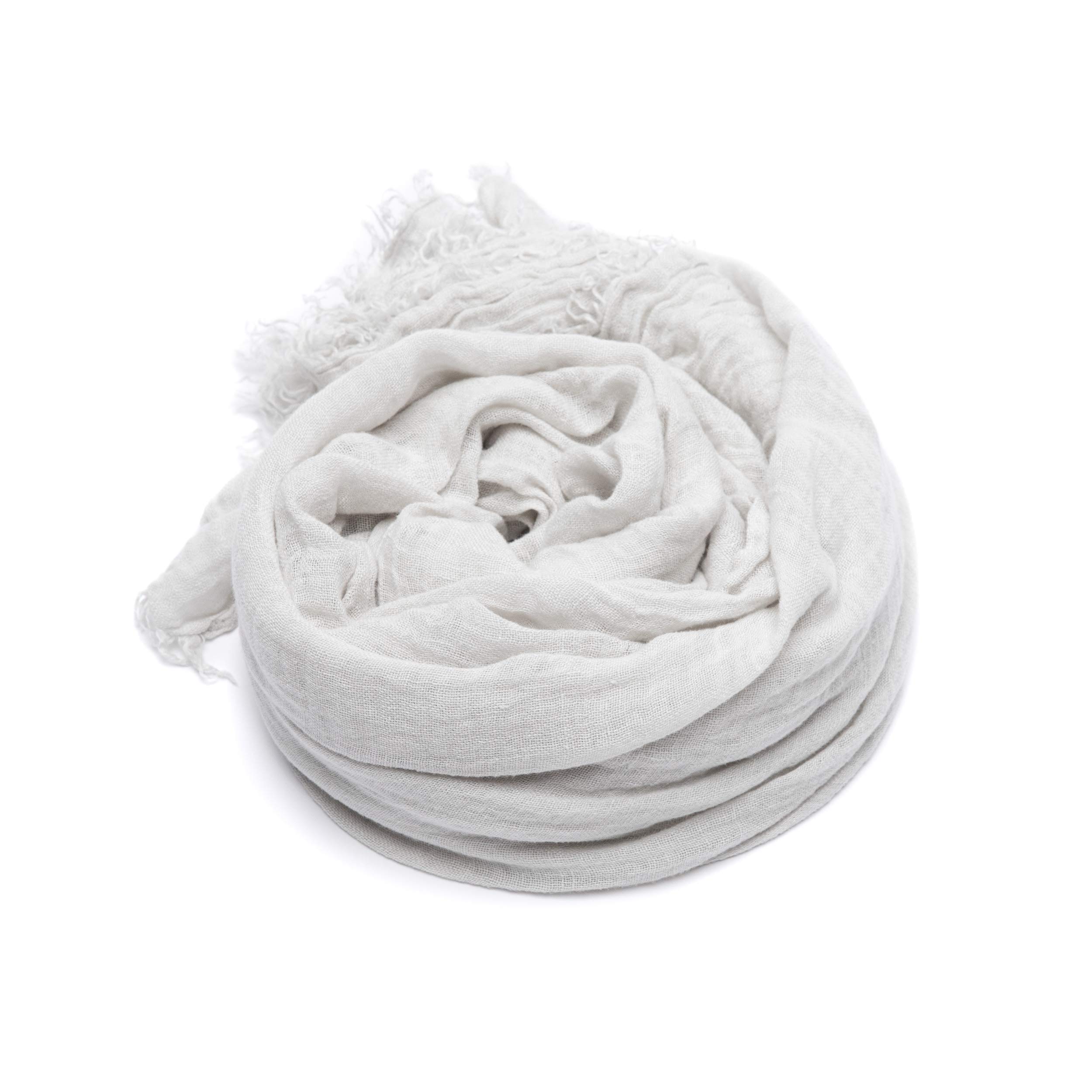 Linenme Women's Silver 100% Linen Scarf For Men Unisex Garza, Summer Shawl Lightweight Soft Breathable Comfortable,